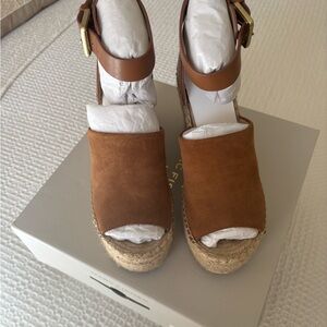 Marc Fisher Brown Suede Espadrille Wedges